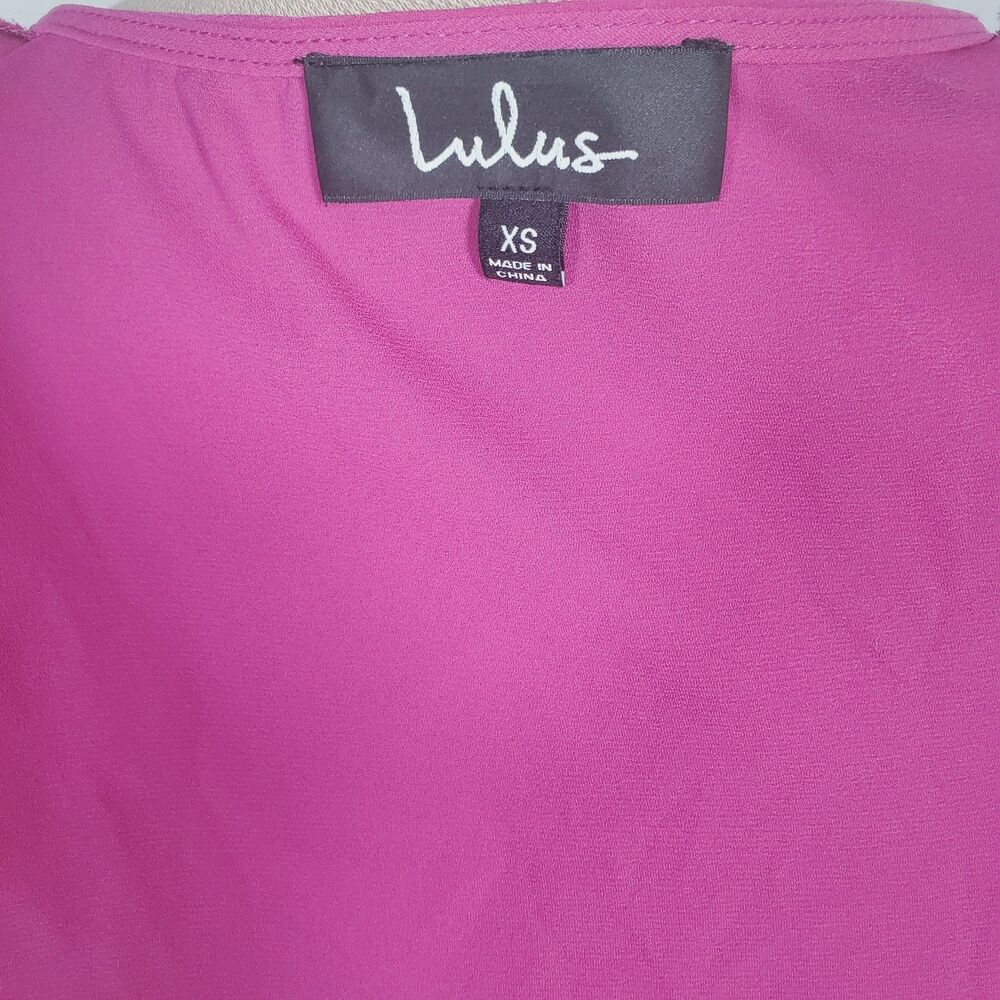 Lulu's Women’s Wrap Dress Size XS Hot Pink Ruffle Flowy High Low Short Sleeve - Picture 10 of 12
